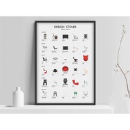 Danish Design chairs poster, Scandinavian poster, Scandinavian living, Danish furniture poster
