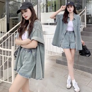 Fashion outfit new denim jacket shorts two-piece set for women
