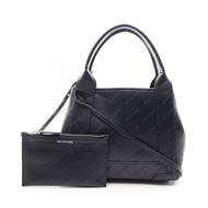 【二手】巴黎世家 (Balenciaga )手提包，海軍藍 Cabas XS 2WAY 339933 黑色皮革，海軍藍 Cabas 通體 Logo XS 女款二手 A