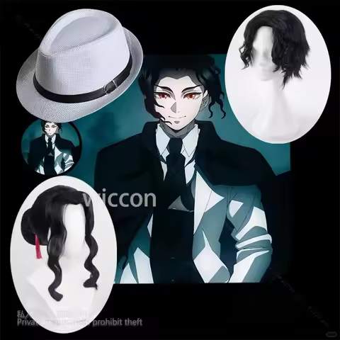 Anime Kibussunji Muzan Cosplay Costume Kimetsu Cospla No Yaiba Men Hat 2-Style Wig Heat Resistant Sy