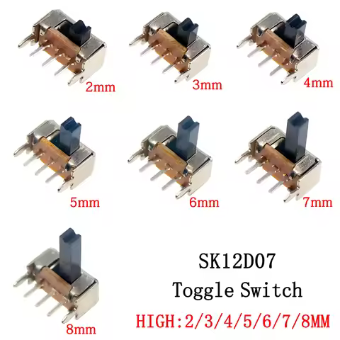 20/50/100 SK12D07VG SK12D07 Toggle Switch 3PIN PCB 1P2T Slide Switch Handle Miniature Slide Switch S