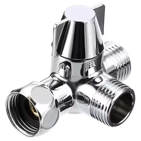 Brass Diverter Splitter Switch T-Adapter Toilet 1/2 inch Valve 3 Way Water Home Hose Replacement Bat