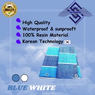 blue white canvas tarpaulin sheet canopy kanvas