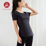 Moving Peach Yoga T-Shirts Women Gym Wear Korean Fashion Top Short Sleeve CTE