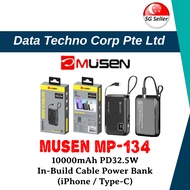 Musen MP-134 10000mAH PD32.5W Mini Cabled Powerbank Black I Purple