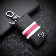 Tricolor Leather Car Key Holder Bag Remote Fob Shell Case Cover Keychain Zipper Wallet Pouch For Mazda 2 Demio 3 5 6 CX30 CX3 CX5 CX7 CX8 CX9 MX5 RF MX6 MX30 BT50 Biante MPV