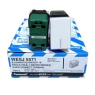 Panasonic Mata saklar Iluminasi (Menyala) Wesj5571 Putih Hitam silver
