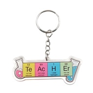 Science Teacher Acrylic Keychain - Periodic Table Chemistry Elements Keyring, Funny STEM Lab Beaker 