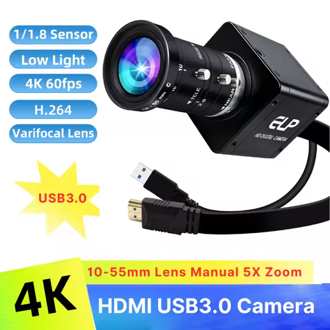 ELP 4K 60fps USB3.0 HDMI Camera Manual 5X Zoom 10-55mm Lens Webcam H.264 IMX678 Lightburn Camera UVC