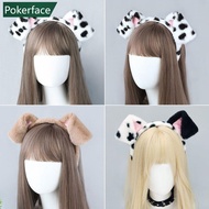 POKERFACE Cute Plush Ear Hairbands for Dalmatian Dogs Spa Headband Realistic Animal Ears Comic Conve