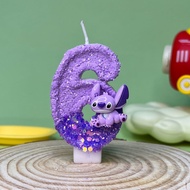 Hot-selling Purple Stitch Birthday Number Candle 6 Years Old Handmade Creative Candle Birthday Cake 
