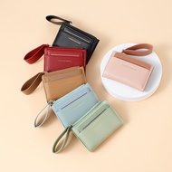 Protable Fashion  Short Wallet Woman Korean Solid Color Simple Card Holder Multifunctional PU Leathe