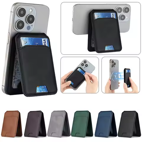 Card Wallet Phone Stand PU Leather Magnetic Card Holder Phone Cases Bracket Stand with Kickstand for