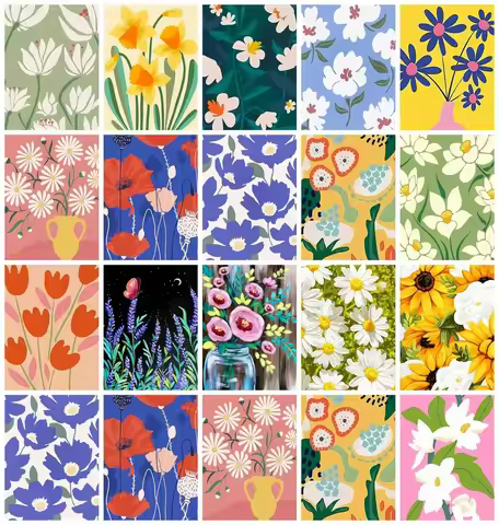 Painting By Numbers Daisy Flower Coloring On Canvas Floral Wall Decor 20X30cm Coloring On Canvas Sui