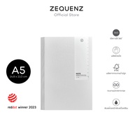 ZEQUENZ NOTE Slanted Spine Notebook | White Color Size A6 B6 A5 Linen Coated Model Open Paper/Grid