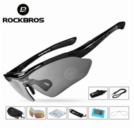 Rockbros Polarized Bicycle Glasses With 5 Myopia Lenses - 0089 - Black