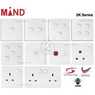 MIND 2K Series Switches and Socket Outlet (SIRIM) 13A Switch socket / plug socket 1gang 2gang 3gang 