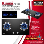 RINNAI RB-782G 2 Burner Flexi Hob Built-in Gas Hob Tempered Glass (Black) Top Plate - FREE Replacement Installation
