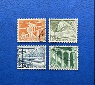 瑞士郵票  風景與技術系列郵票4枚 1949年