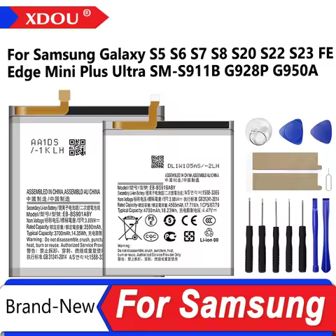 XDOU High Quality Battery For Samsung Galaxy S5 S6 S7 S8 S20 S22 S23 FE Edge Mini Plus Ultra SM-S911