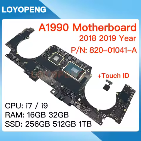 Original Logic Board For Macbook Pro 15" Retina A1990 Motherboard With Touch ID i7 i9 820-01041-A 20