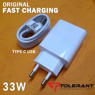 White Fast Charging 33W Charger Adapter and Type C Data Cable Set for Xiaomi