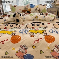 Classic design four-piece dormitory set, Crayon Shin-chan cotton duvet cover, single three-piece set