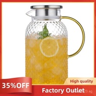 Water Jug, 1.9L Glass Jug, Water Jug for Fridge, Jug with Lid, Heat Resistant Pitcher, Glass Water J