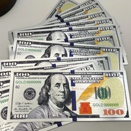 20/50/100pcs USD 100 Dollars 24k Gold Foil Golden USD 100 Dollar Fake Bills Paper Money Banknotes Cr