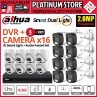 DAHUA 16CH 2.0MP AI DUAL SMART LIGHT NIGHT VIEW DVR + 16 CAMERA CH CHANNEL 1080P CCTV PACKAGE SET AU