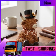 Dioo Highland Cow Figurine Resin Animal Statue for Farmhouse Garden Decor Mini Cows Figurines Home O