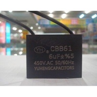 Fan Capacitor CBB61 450V 6VF Fan Capacitor 6uF Capacitor Ceiling Fan Capacitor Range Hood Capacitor