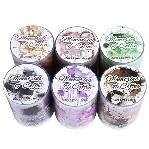 1 roll Stickers Trace Collage Tape Coffee Memory Brochure of material PET Glue Theme PET Tape Series