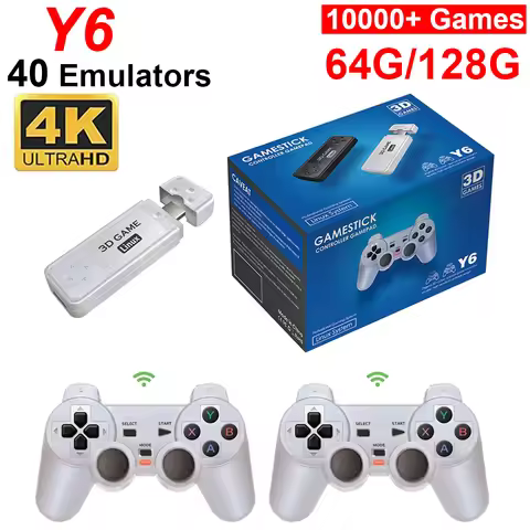 Y6 Video Game Console 4K HD Output with Dual 2.4G Wireless Controllers 10000+ Games for PSP/PS1/N64/