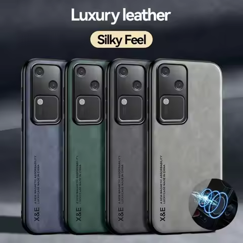 Luxury Leather Case For VIVO V30 Pro V29E V25 V27 Y200 Y75 S16 S17 E S18 X100 Pro Ultra Cover With M