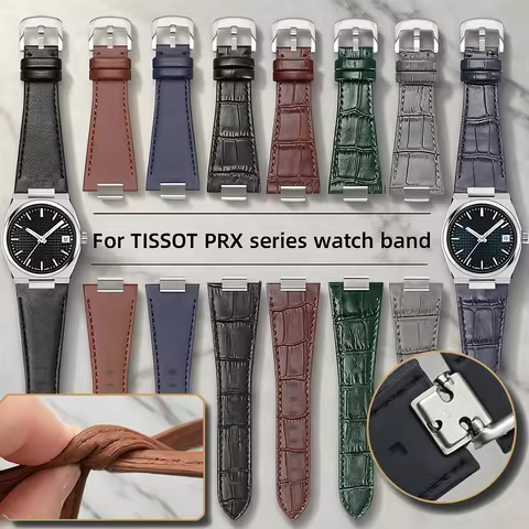 Strap Tissot PRX Leather 12mm For Tissot 1853 Super Player PRX Series T137.410/T137.407 Genuine Leat