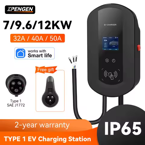 IPENGEN 32A/40A/50A EV Charging Station 7/9.6/11KW Electric Vehicle Car Charger Type1 J1772 EVSE Wal