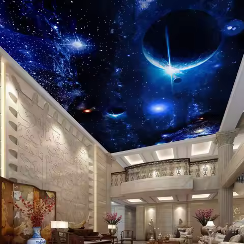 Modern Wallpaper 3D Wall Murals For Living Room Ceiling Mural Star Planet Universe Space Custom Wall
