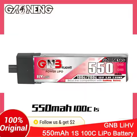 GAONENG GNB 1S 3.8V 550mAh 100C A30 LiHV LiPo Battery For 75mm FPV Drone BetaFPV Beta75X, Happymodel