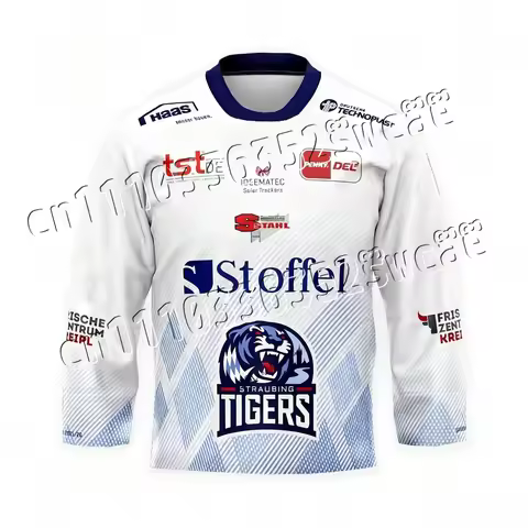 New 26/25 DEL Germany Hockey Men's Jersey Straubing Tigers Long Sleeve Sport Adult Casual Kids Quick
