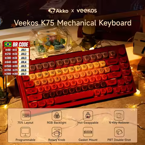 AKKO 5075 X Veekos K75 Gaming Mechanical Keyboard Keyboard 75% RGB 3/5-Pin Hot Swap Wired Customized