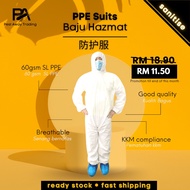 PPE Suits / PPE Suit / Hazmat Baju PPE Isolation Suit Coverall Jump Suit Non Woven Disposable Protec