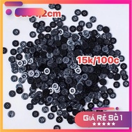 [100 pcs] shirt buttons / black shirt buttons 1,2cm 4 holes