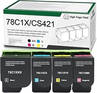 SRITE 78C1X Toner Cartridge High Yield 78C1XK0 78C1XC0 78C1XM0 78C1XY0 Replacement for CS421 CX522 C