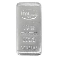 Italpreziosi Italian 10 oz .999 Silver Cast Bar w/COA (Made in Italy) 10oz