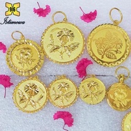 ISTIMEWA 916 Hibiscus Flower &amp; Coin Pendant Loket Bunga Raya &amp; Syiling Emas 916