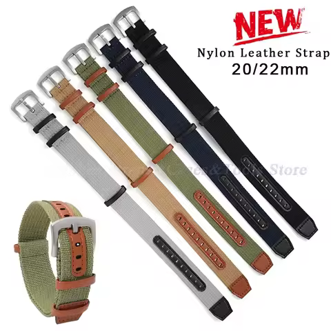 Nylon Leather Strap 20mm 22mm Watchband Genuine Leather Weave Replacement Bracelet for Hamilton Khak