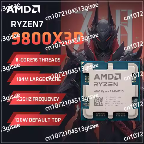 AMD Ryzen 7 9800X3D Gaming CPU 5.2GHz 8-Core 16-Thread 104M Game Cache Socket AM5 4NM without Packag