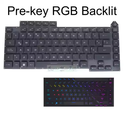 US Latin Pre-key Backlit Keyboard for Asus ROG 5R Plus G513, Strix SCAR 15 G533 G513Q G533Q G513QY G