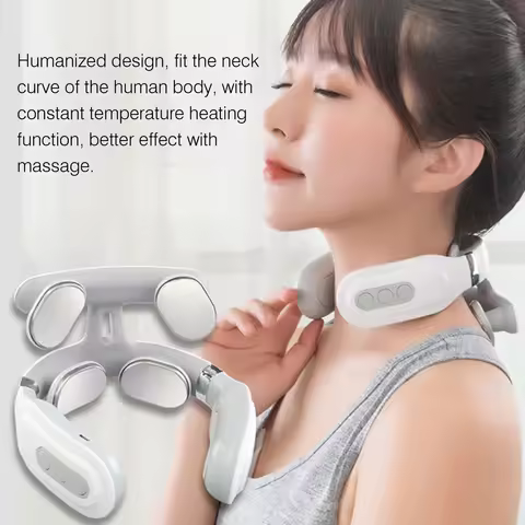 Cervical Massager 16 Modes USB Smart Pulse Heating 4 Neck Massager for Neck Tension Neck Massager Vi